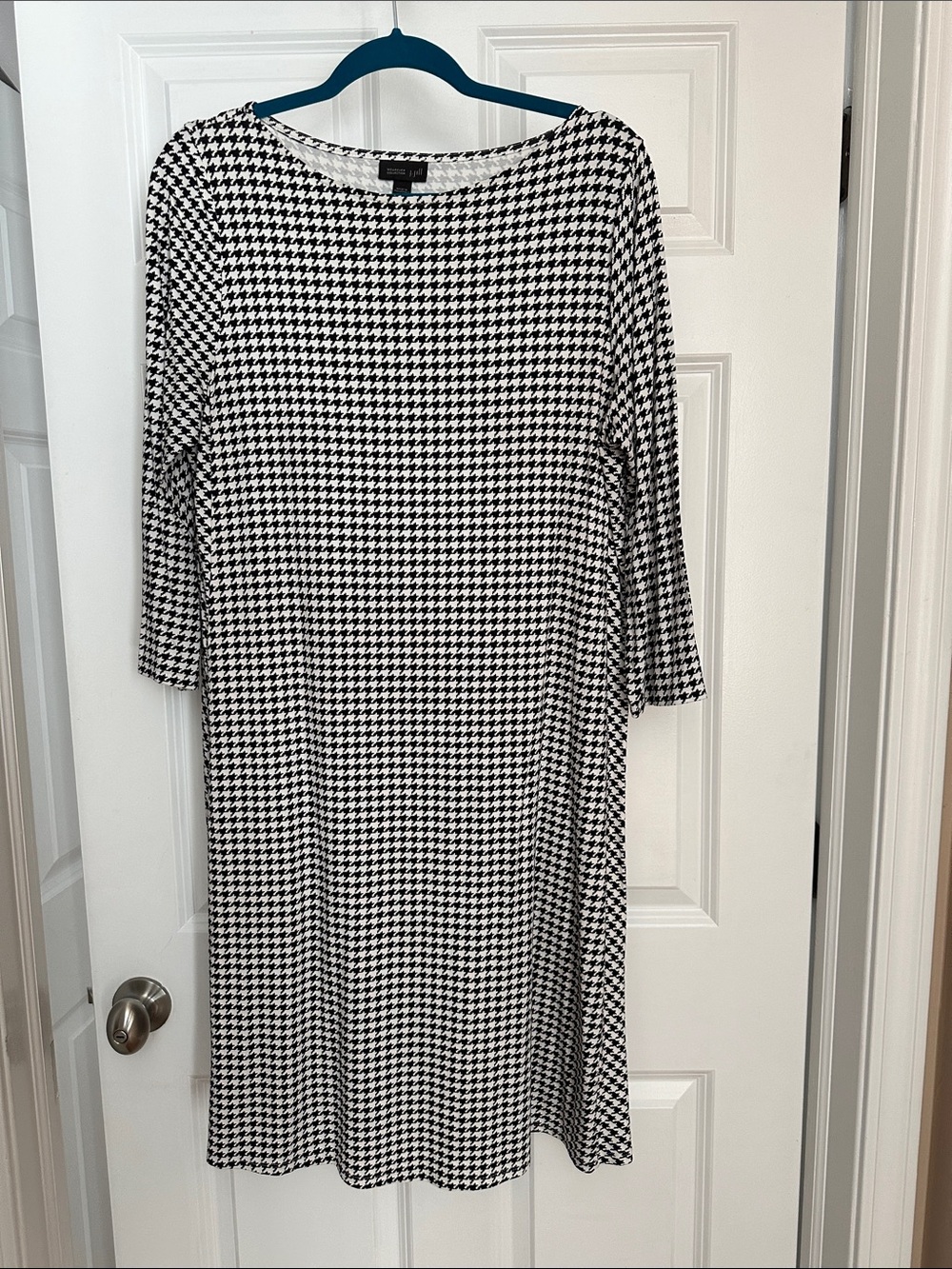 J. Jill Black & White Houndstooth Midi Dress - Womens